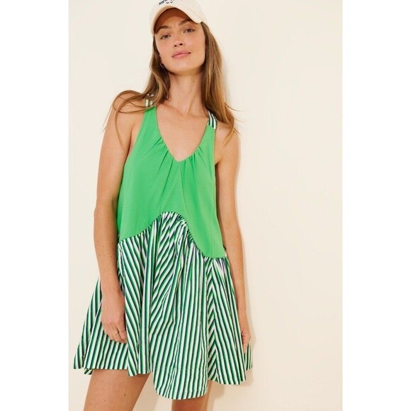 Daily Practice Spring Fling Racerback Babydoll Mini Dress Striped 1XPS 280214 - Picture 2 of 8